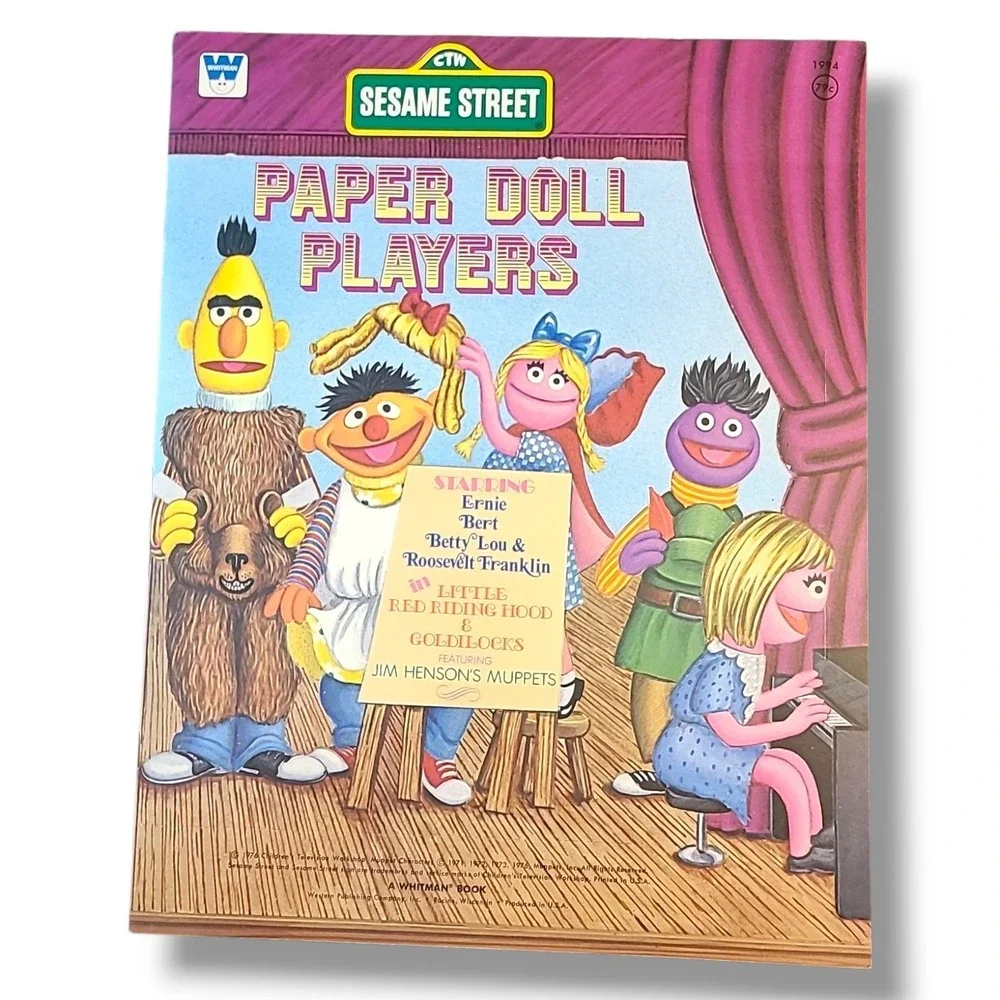 Sesame Street Paper Doll Players Whitman 1970's Uncut Ernie Bert Muppets Vintage